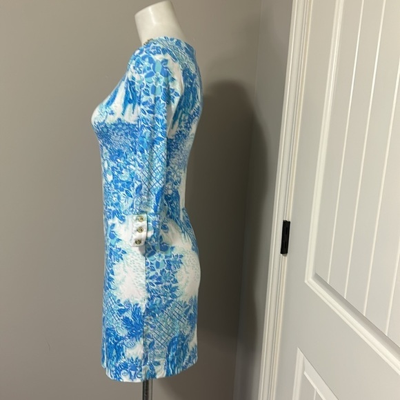 Lilly Pulitzer Sophie Shift Dress Toile Me About It UPF 50+ Blue White Sz XXS - Picture 7 of 14
